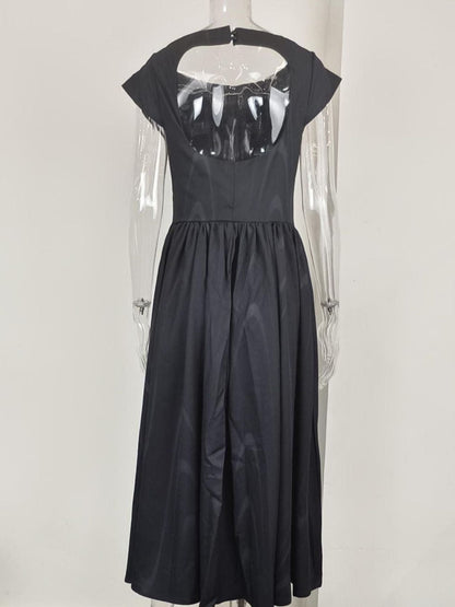Full Size Cap Sleeve A-Line Midi Dress Plus Size
