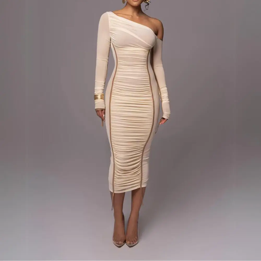 Gabrielle Asymmetric Midi Dress - Seldom Seen Styles