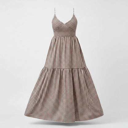 Gingham-Maxikleid aus Baumwolle