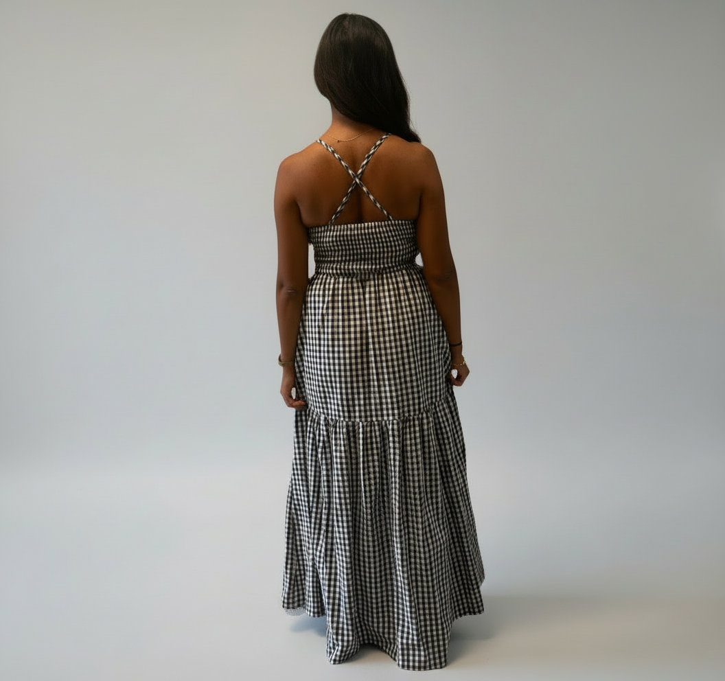Gingham Cotton Maxi Dress - Seldom Seen Styles