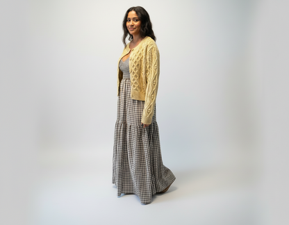 Gingham-Maxikleid aus Baumwolle