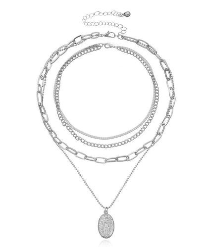 Goldfarbene Halskette mit mehrlagigem Charm und Anhänger