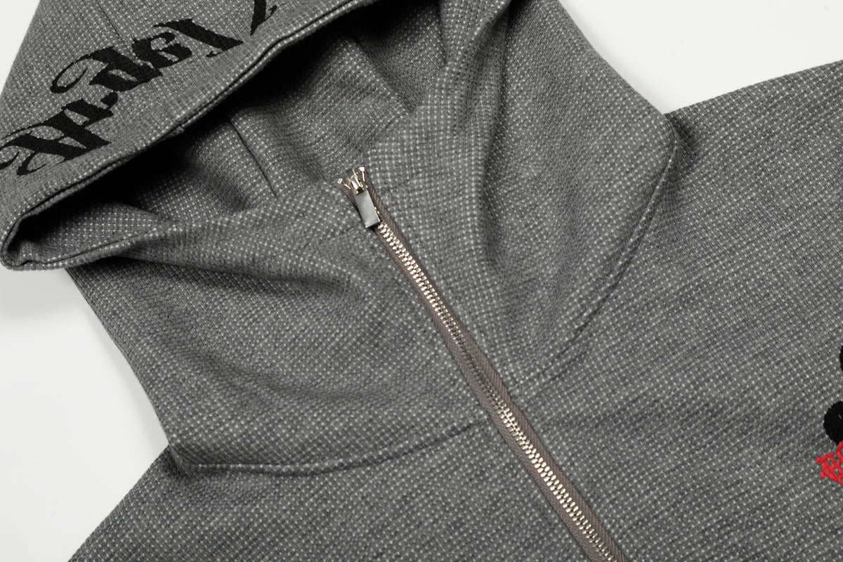 Gothic Letter Zipper Hooded Parka - Seldom Seen Styles