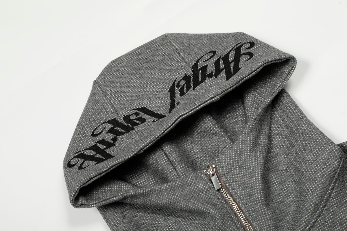 Gothic Letter Zipper Hooded Parka - Seldom Seen Styles
