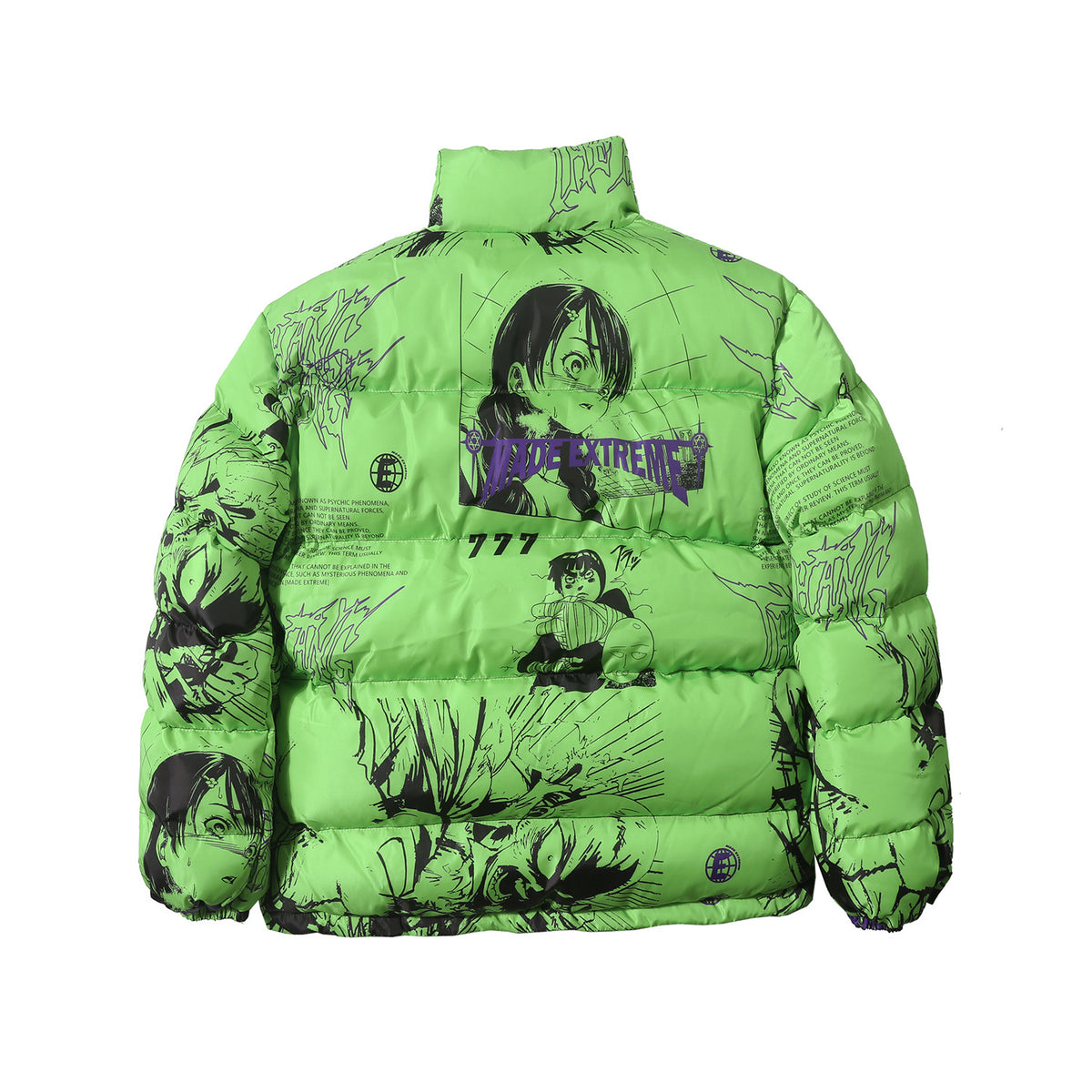 Gothic Thorny Graphic Splatter Puffer Jacket - Seldom Seen Styles