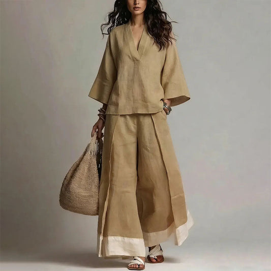 Grace - Women’s Flowy Linen Look Two-Piece Set