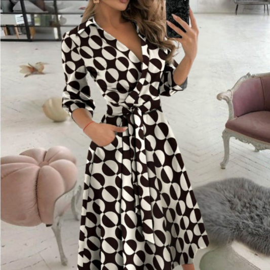 Graceful Tied-waist Midi Dress Flattering Comfort for Every Occasion - Seldom Seen Styles