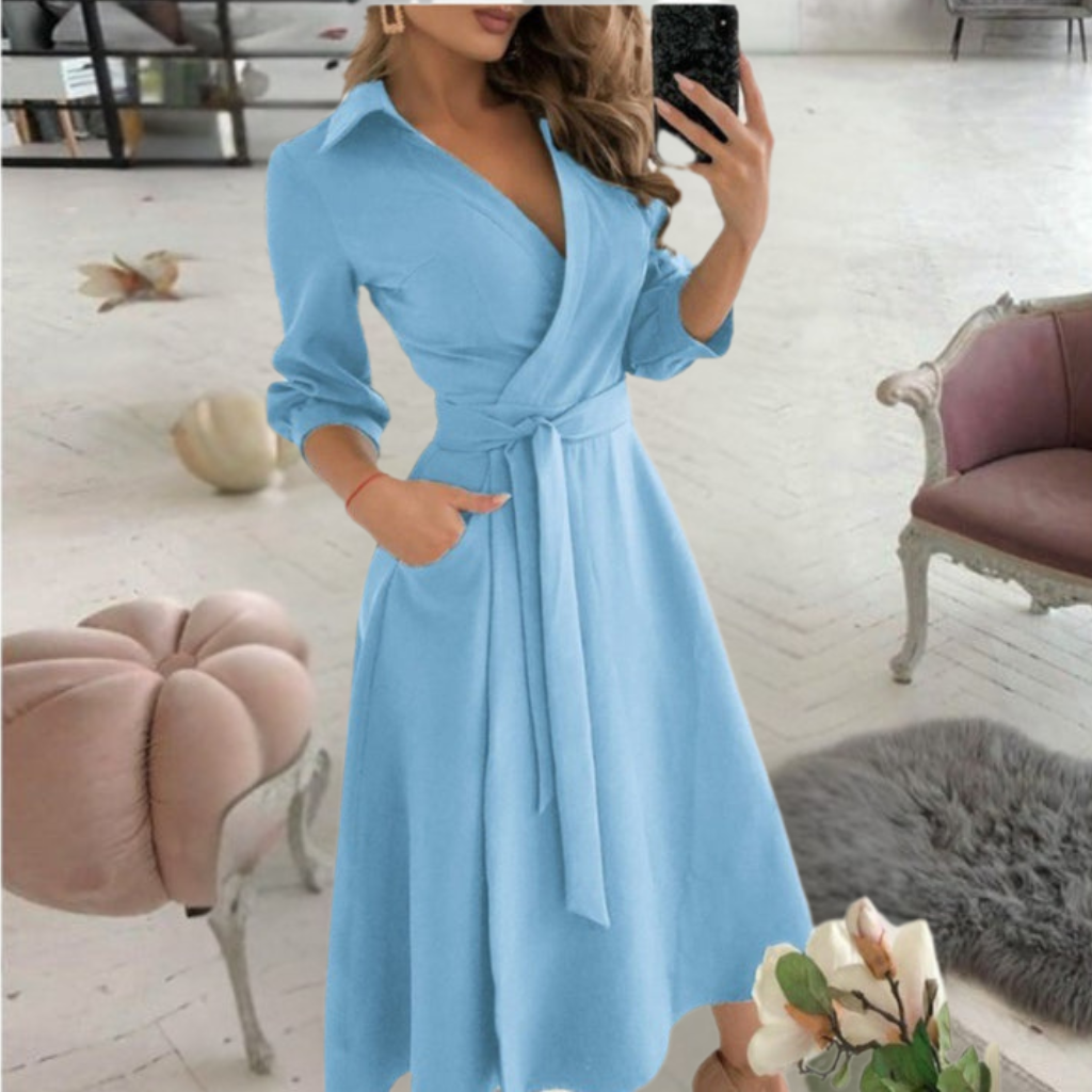 Graceful Tied-waist Midi Dress Flattering Comfort for Every Occasion - Seldom Seen Styles