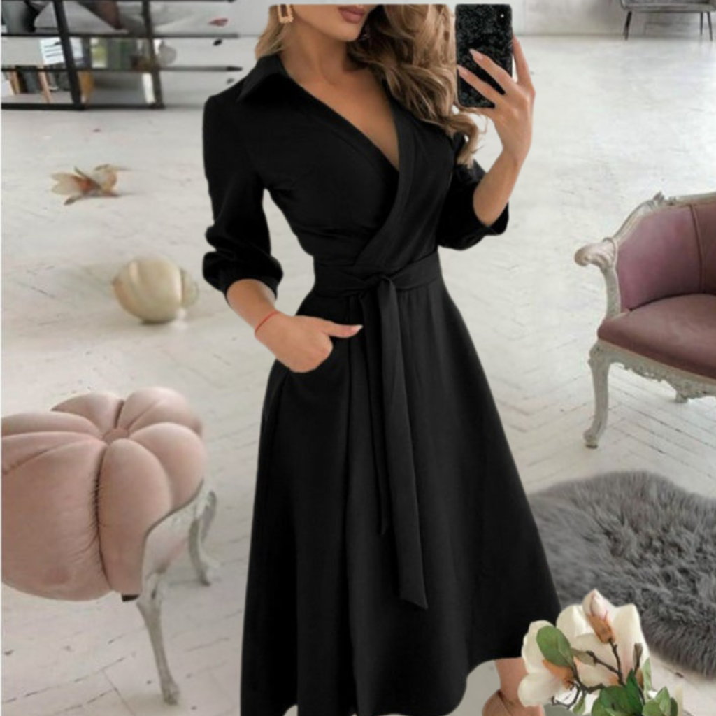 Graceful Tied-waist Midi Dress Flattering Comfort for Every Occasion - Seldom Seen Styles