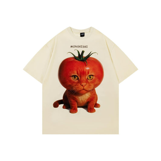 Graphic Print Short Sleeve T-Shirt Oversized Loose Fit Cotton Casual Streetwear Hip Hop Couple Summer Tee | Meow Tee - Seldom Seen Styles