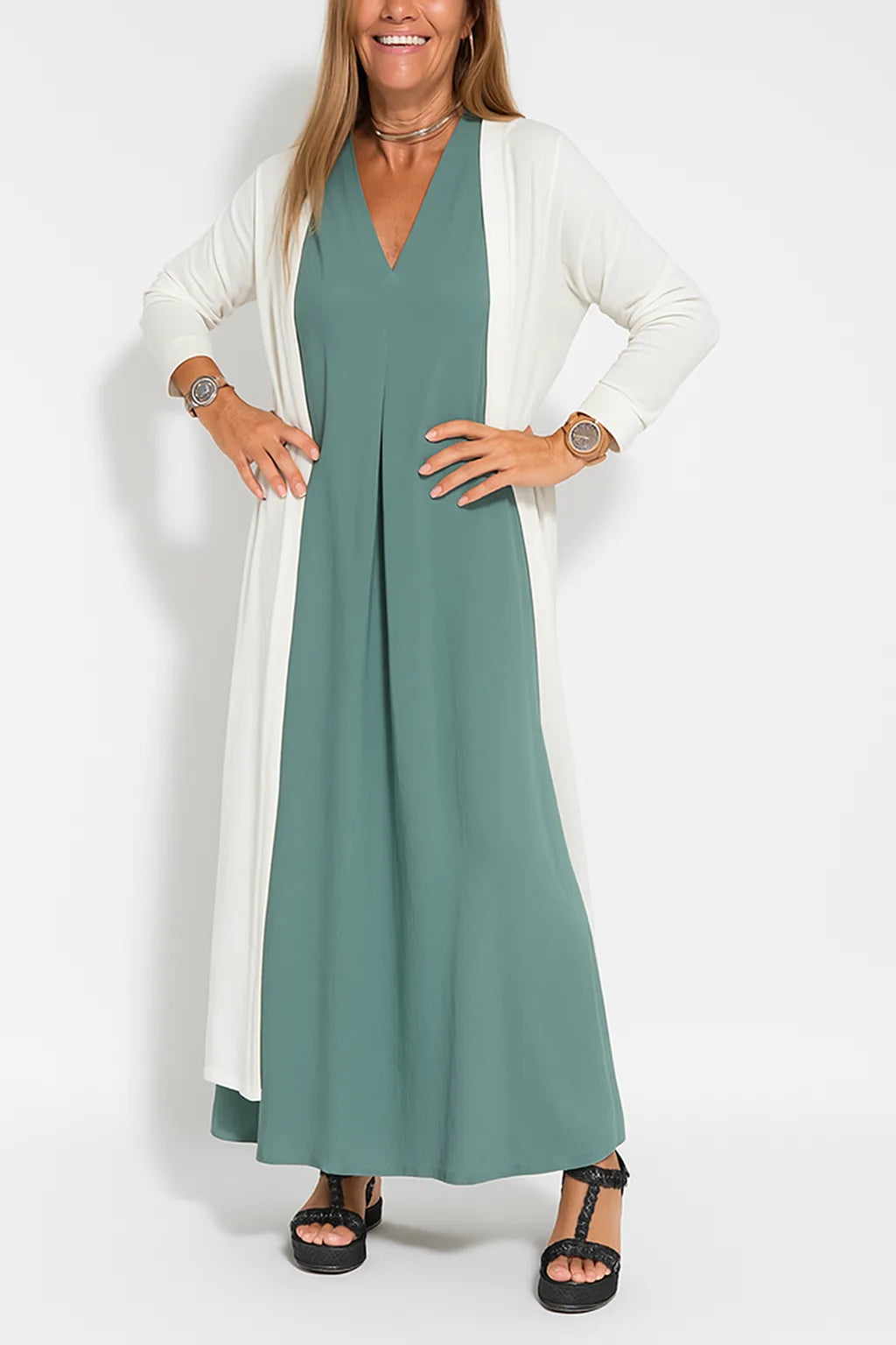Lyvazza™ - Elegant long dress + matching cardigan FREE