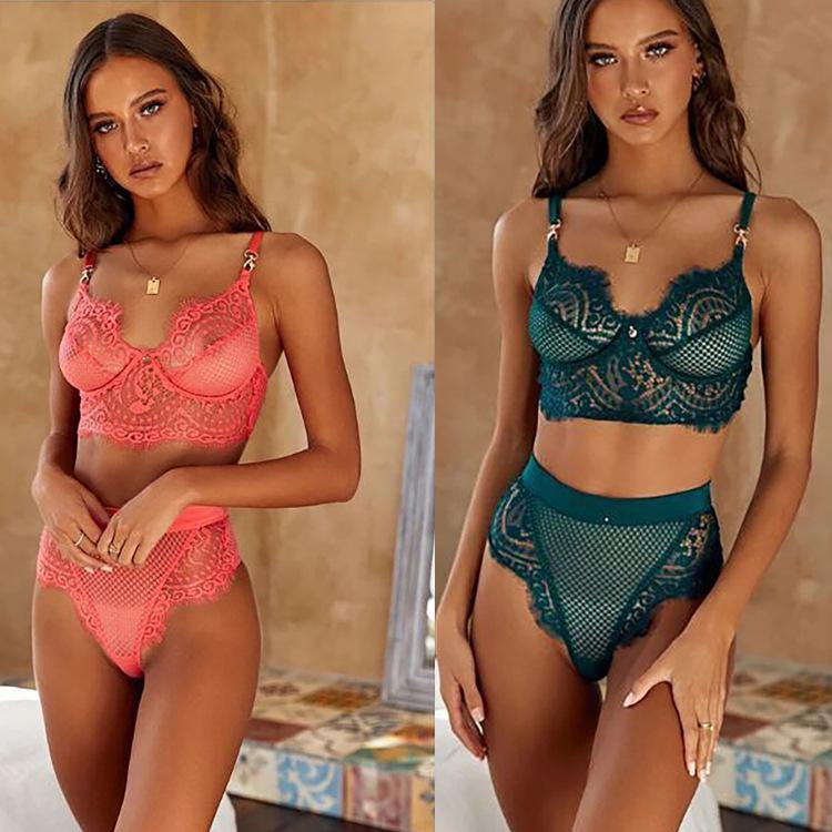 Adjustable Belt Quality Mesh Transparent Two Pieces Lace Set - Seldom Seen Styles