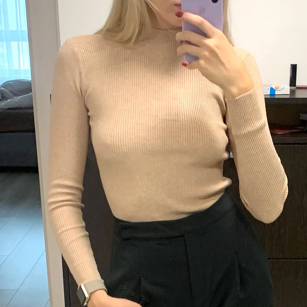 Marwin Ny på kommande höst-vintertopp Pull Femme Turtleneck-tröjor Tröjor Långärmad Slim Oversize koreansk damtröja