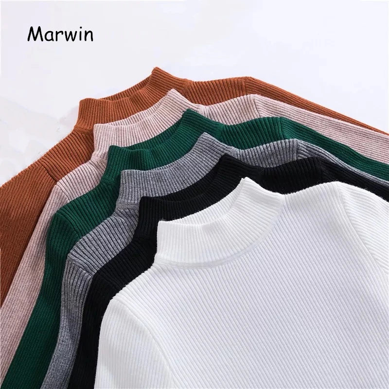 Marwin Neu kommender Herbst-Winter-Top Pull Femme Rollkragenpullover Pullover Langarm Slim Oversize Korean Damenpullover