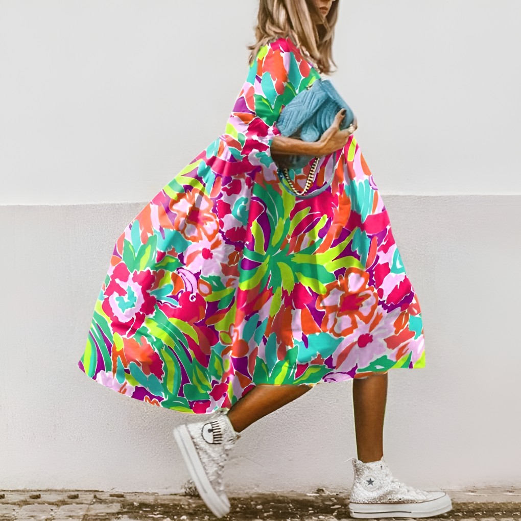 Oversized Floral Print Midi Shirt Dress - Seldom Seen Styles