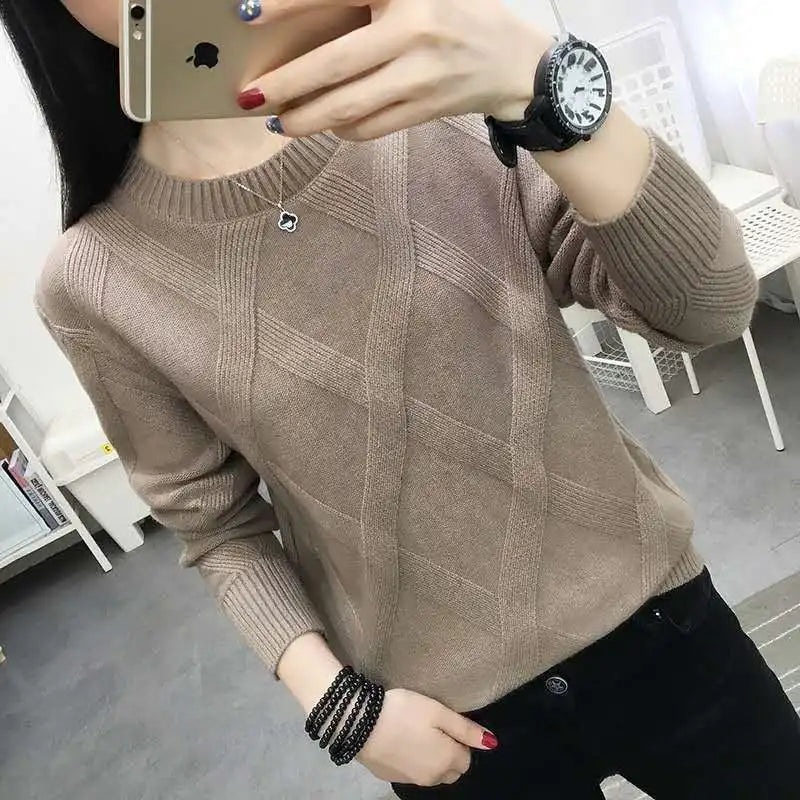 Fdfklak 2023 New Spring Autumn Sweater Dam Twist Pullover Lös Lazy Bottoming Tjocka tröjor Ytterkläder Pull Femme S-3XL