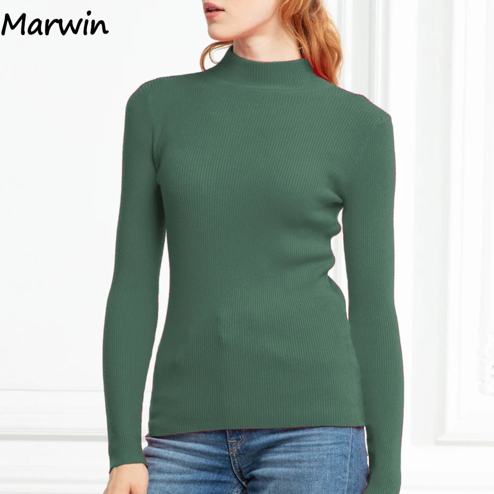 Marwin New-coming Autumn Winter Top Pull Femme Turtleneck Pullovers Sweaters Long Sleeve Slim Oversize Korean Women's Sweater