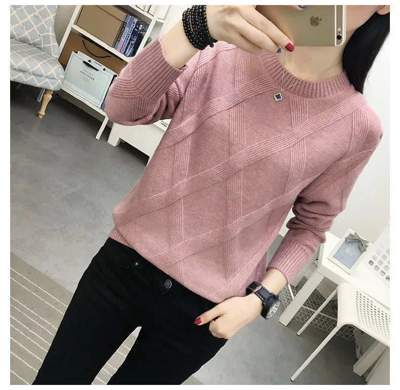 Fdfklak 2023 New Spring Autumn Sweater Dam Twist Pullover Lös Lazy Bottoming Tjocka tröjor Ytterkläder Pull Femme S-3XL