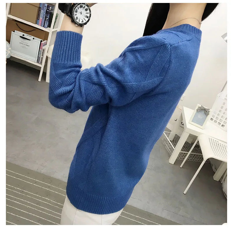 Fdfklak 2023 New Spring Autumn Sweater Dam Twist Pullover Lös Lazy Bottoming Tjocka tröjor Ytterkläder Pull Femme S-3XL