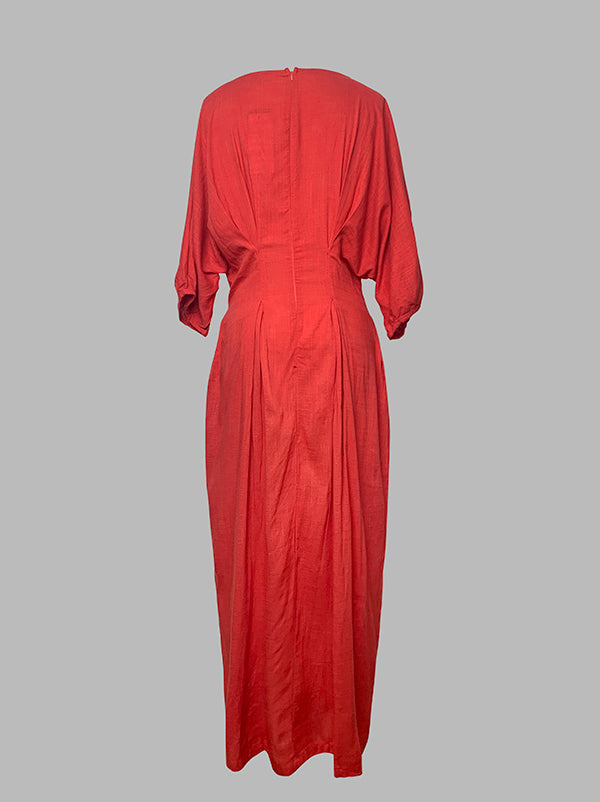 Half Sleeves Loose Solid Color Round-neck Maxi Dresses - Seldom Seen Styles