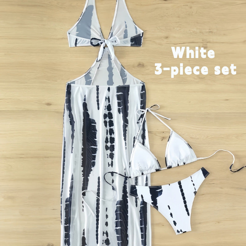 Halter-Neck Cutout Tie-Dye Swimsuit & Beach Dress - Seldom Seen Styles