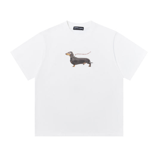 Happy Dog Dachshund Graphic Oversized Tee Cute Animal Print Streetwear Short Sleeve T-Shirt - Seldom Seen Styles