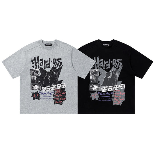 Hard-Os Graphic Oversized T-Shirt Short Sleeve Crew Neck Casual Summer Streetwear Tee - Seldom Seen Styles