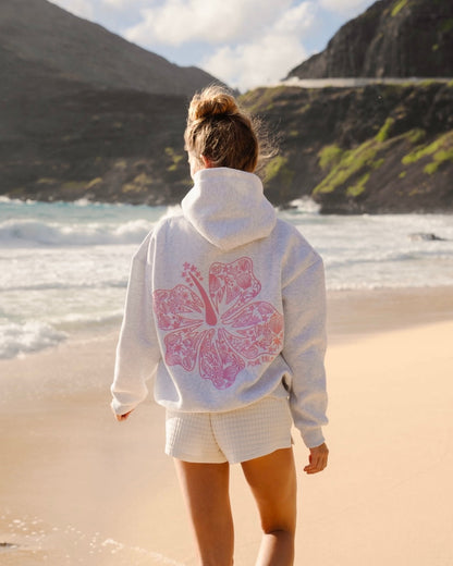 Sweat à capuche « Hibiscus d'Hawaï » en nuage chiné