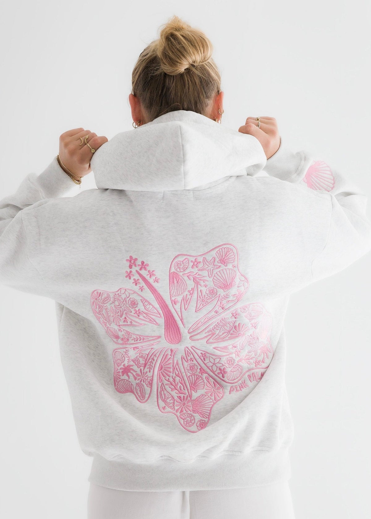 "Hawaii Hibiscus" Hoodie in Heather Cloud - Seldom Seen Styles
