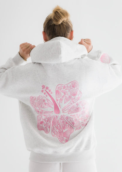 Sweat à capuche « Hibiscus d'Hawaï » en nuage chiné