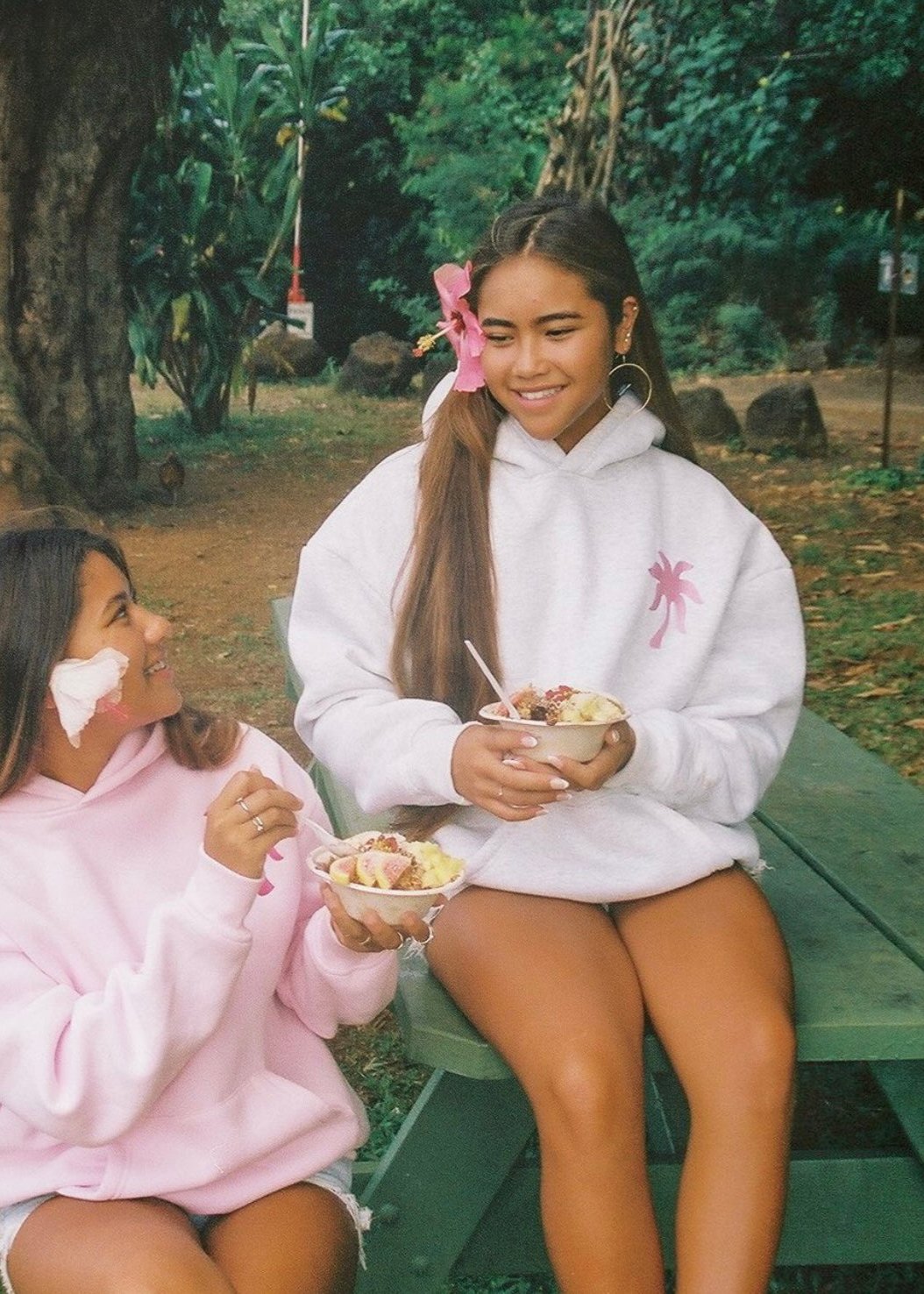 "Hawaii Hibiscus" Hoodie in Heather Cloud - Seldom Seen Styles