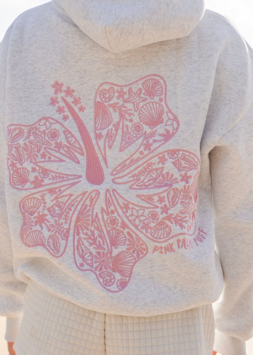 "Hawaii Hibiscus" Hoodie in Heather Cloud - Seldom Seen Styles