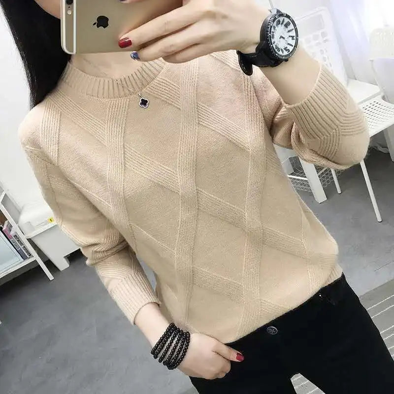 Fdfklak 2023 New Spring Autumn Sweater Dam Twist Pullover Lös Lazy Bottoming Tjocka tröjor Ytterkläder Pull Femme S-3XL