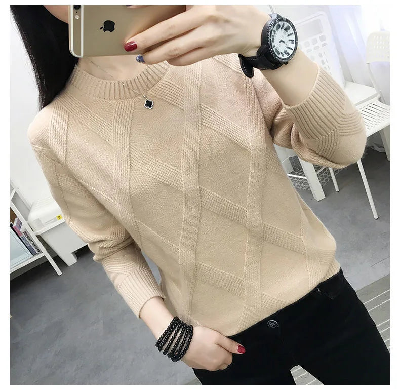 Fdfklak 2023 New Spring Autumn Sweater Dam Twist Pullover Lös Lazy Bottoming Tjocka tröjor Ytterkläder Pull Femme S-3XL