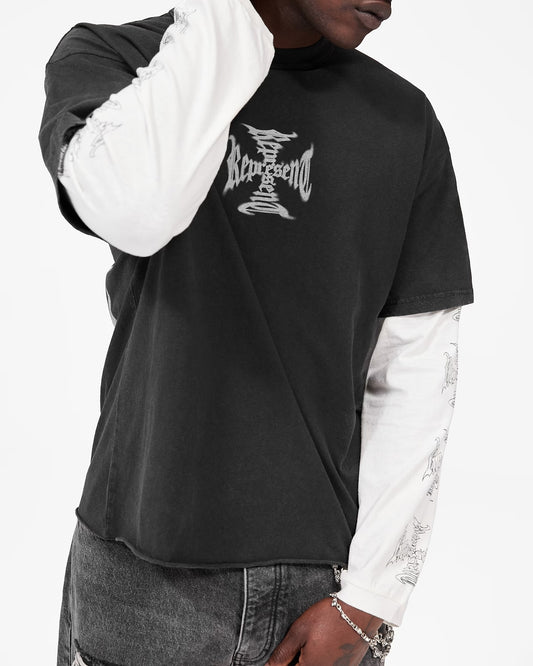 Heavier Than The Heavens Long Sleeve T-Shirt - Washed Black - Seldom Seen Styles