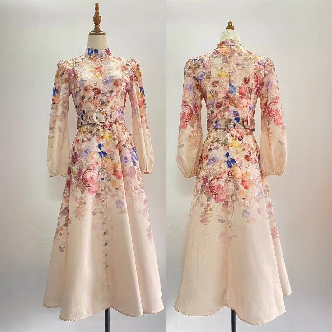 Heisel Button-Front Printed Midi Dress Pockets and Belt - Seldom Seen Styles