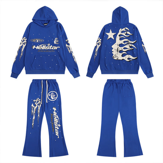 Hellstar Rhinestone Flare Logo Hoodie 'Blue' - Seldom Seen Styles