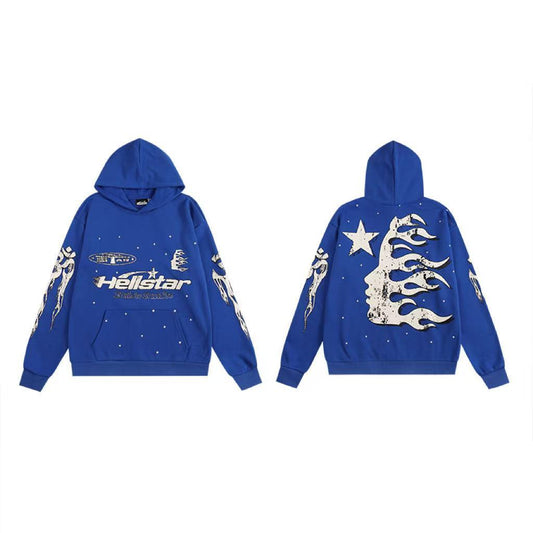 Hellstar Rhinestone Flare Logo Hoodie 'Blue' - Seldom Seen Styles