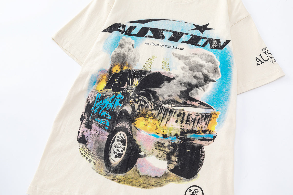 Hellstar x Post Malone Austin T-Shirt - Cream/White - Seldom Seen Styles