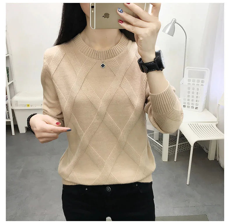 Fdfklak 2023 New Spring Autumn Sweater Dam Twist Pullover Lös Lazy Bottoming Tjocka tröjor Ytterkläder Pull Femme S-3XL