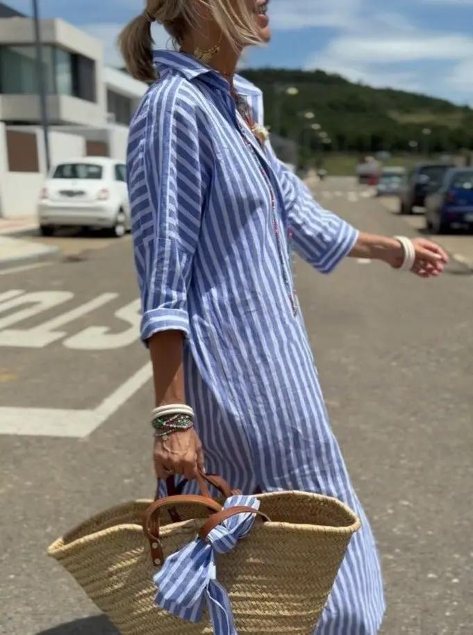 High-Low Striped Shirt Dress for Women – Effortlessly Stylish & Versatile - Seldom Seen Styles