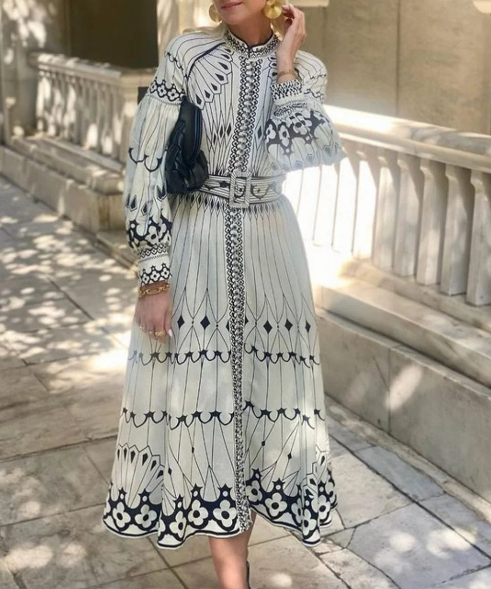 Holiday Boho Border  Printed Maxi Dress - Seldom Seen Styles