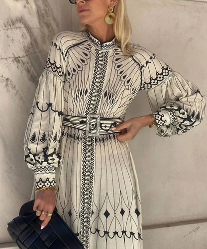 Robe longue imprimée style bohème de vacances 