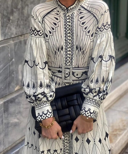 Robe longue imprimée style bohème de vacances 