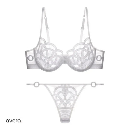 Hollow Out Lace Bra & Panty Set – Black & White