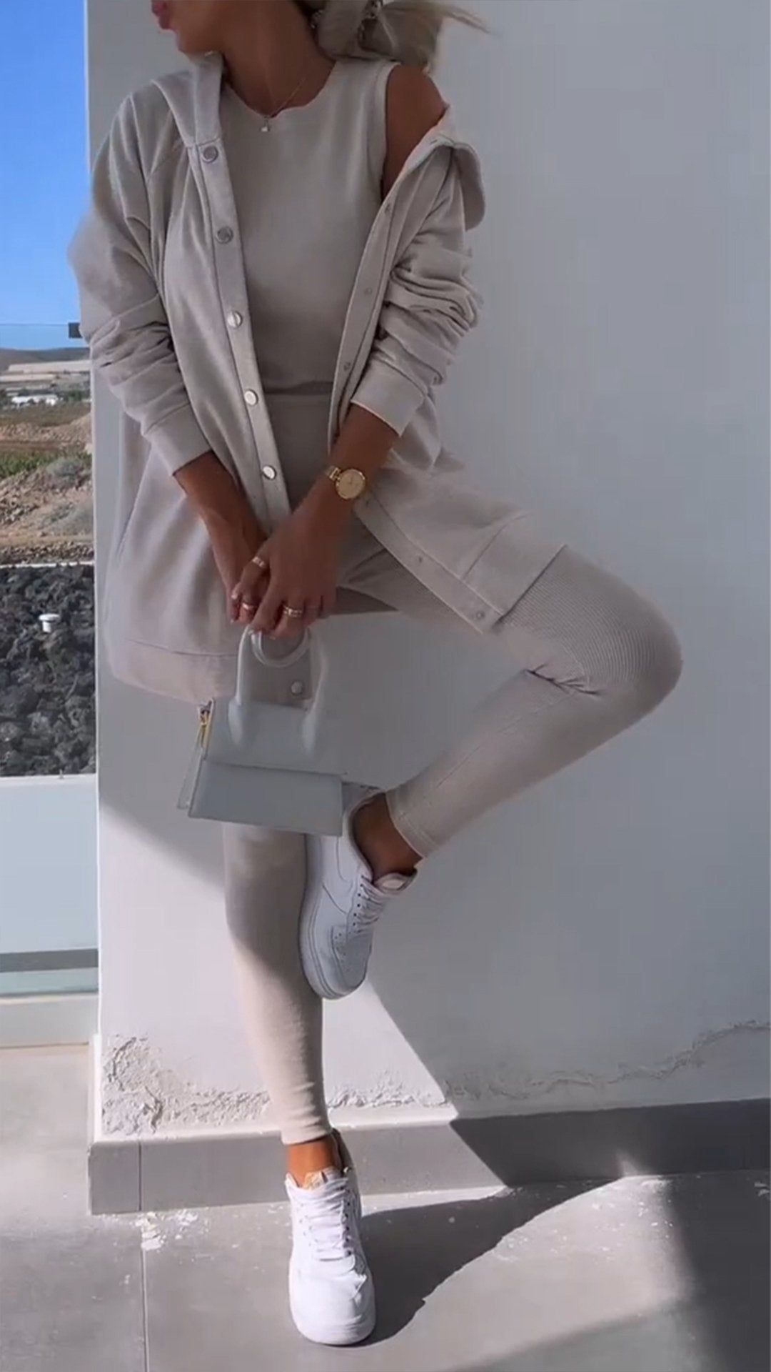 Hooded Cardigan Sweatshirt Three-piece Set - Seldom Seen Styles