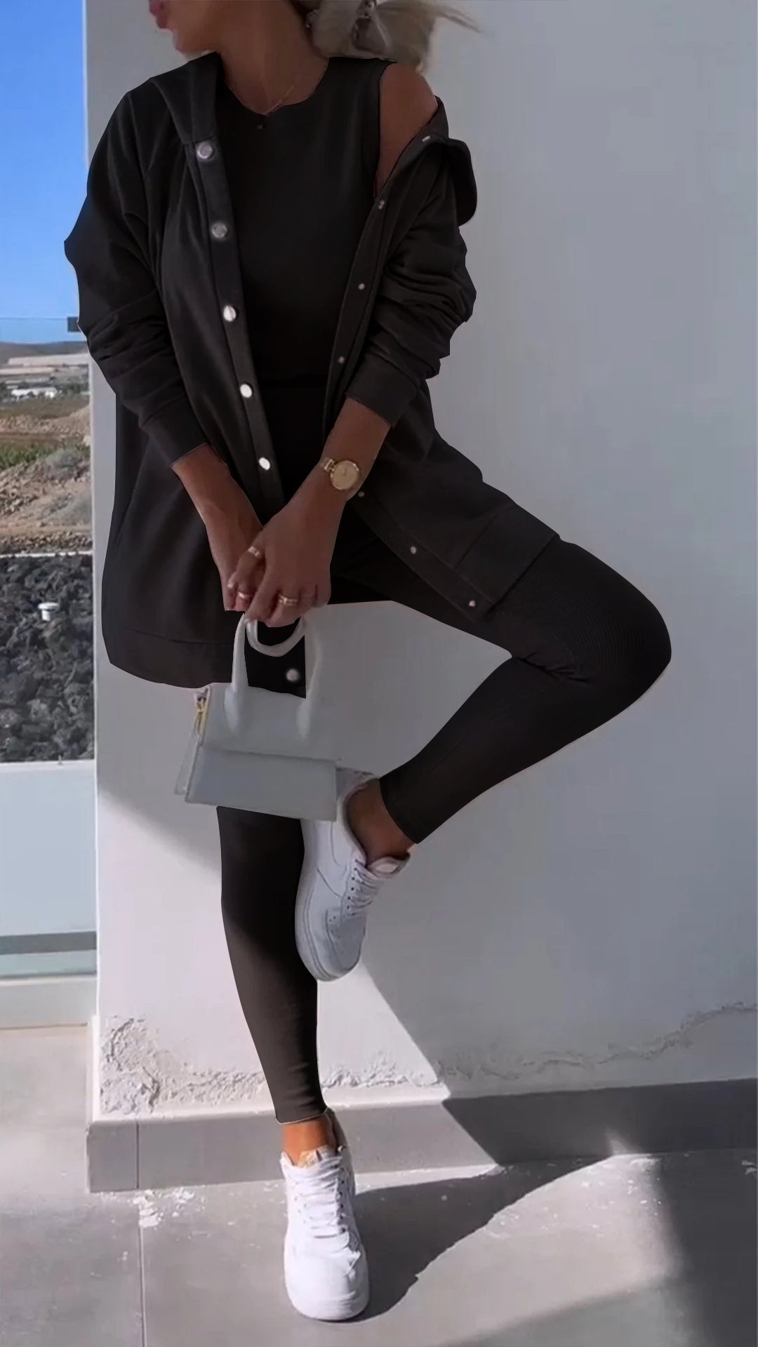 Hooded Cardigan Sweatshirt Three-piece Set - Seldom Seen Styles