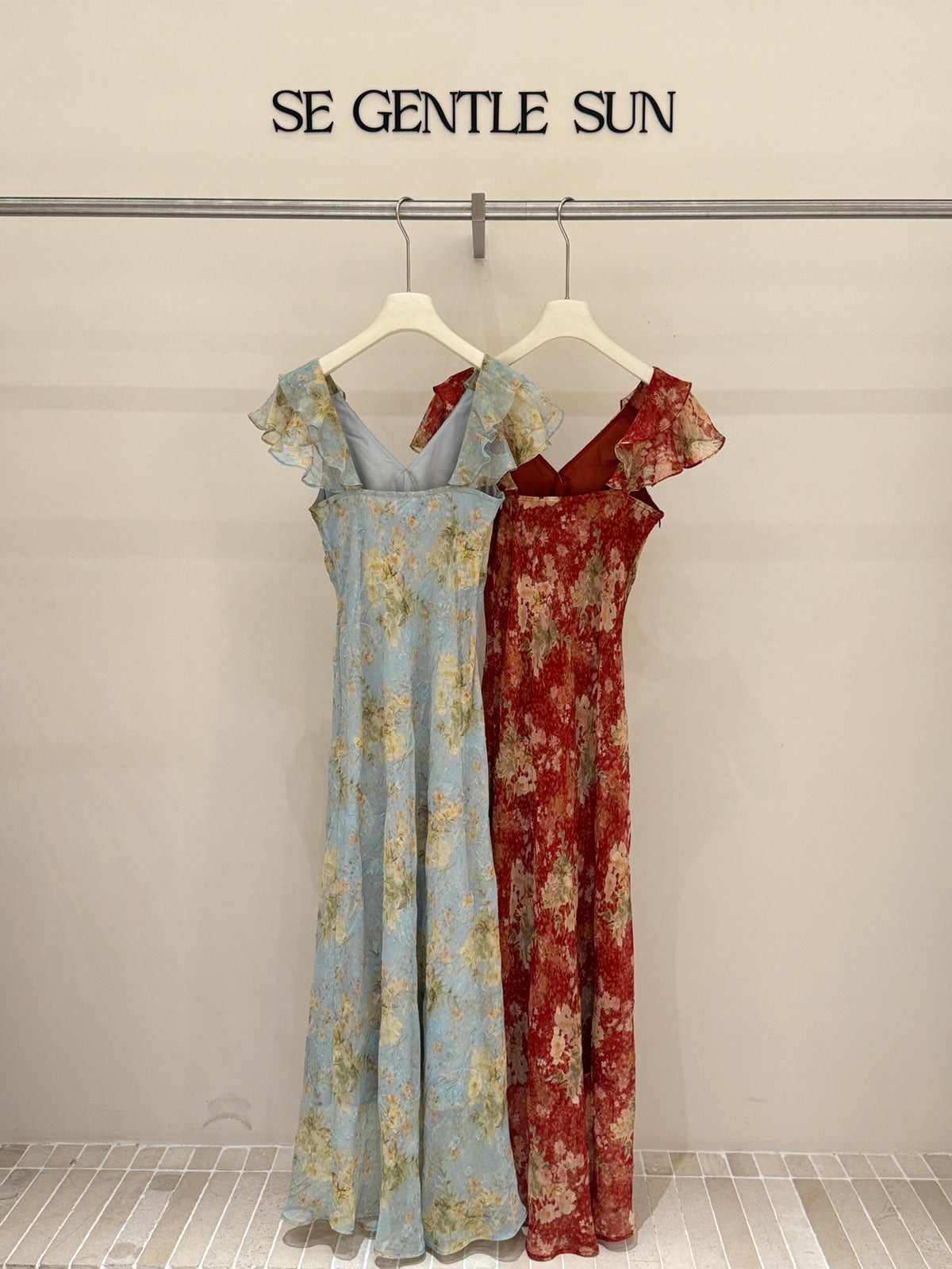 IMANI DRESS  Floral Ruffle Sleeve V-Neck Chiffon Maxi Dress Elegant A-Line Wedding Guest Summer Vacation - Seldom Seen Styles