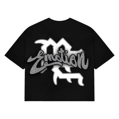 Schwarzes bauchfreies T-Shirt mit Strassstein-Applikation