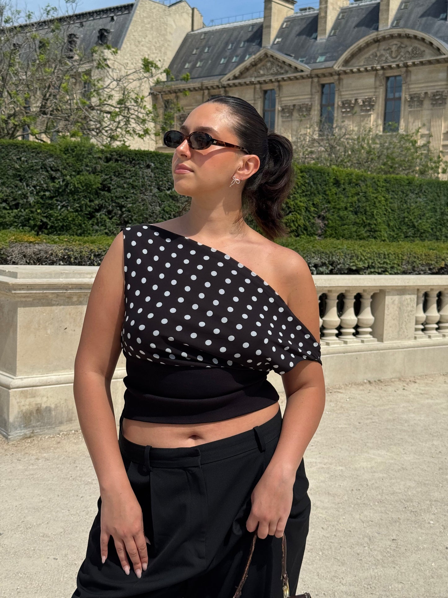 Kimmie polka dotted top - Black/white - Seldom Seen Styles